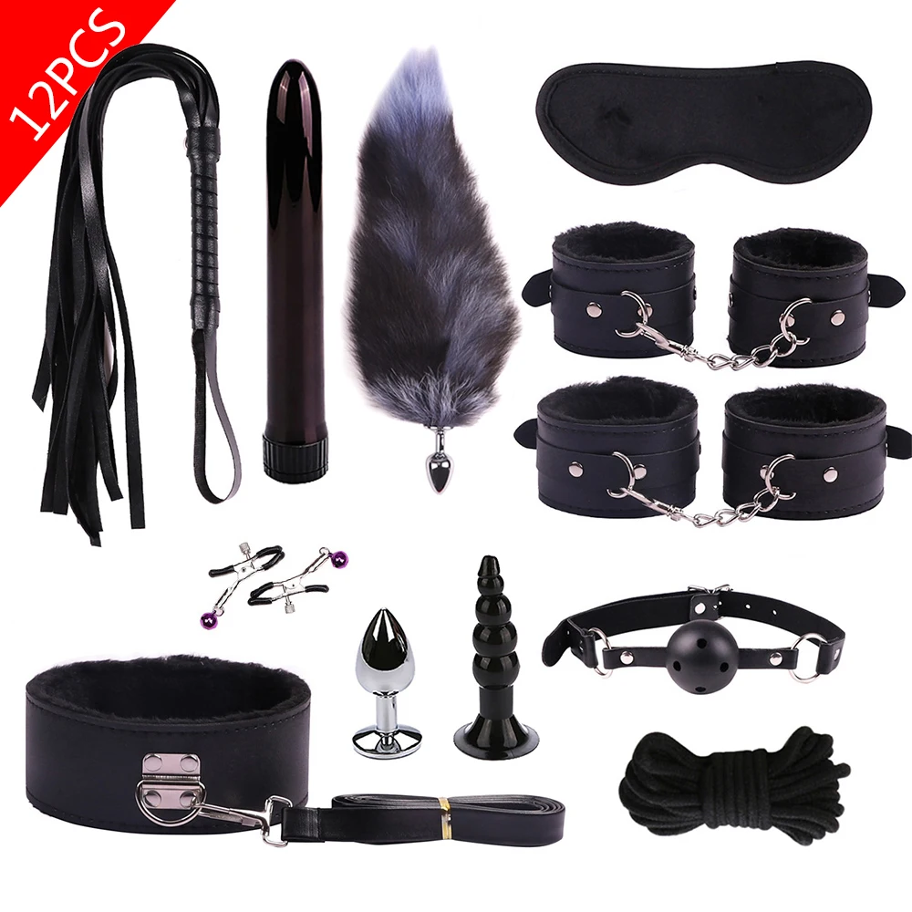 Set bondage bdsm con manette pinze per capezzoli frusta e bavaglio_voghion.com