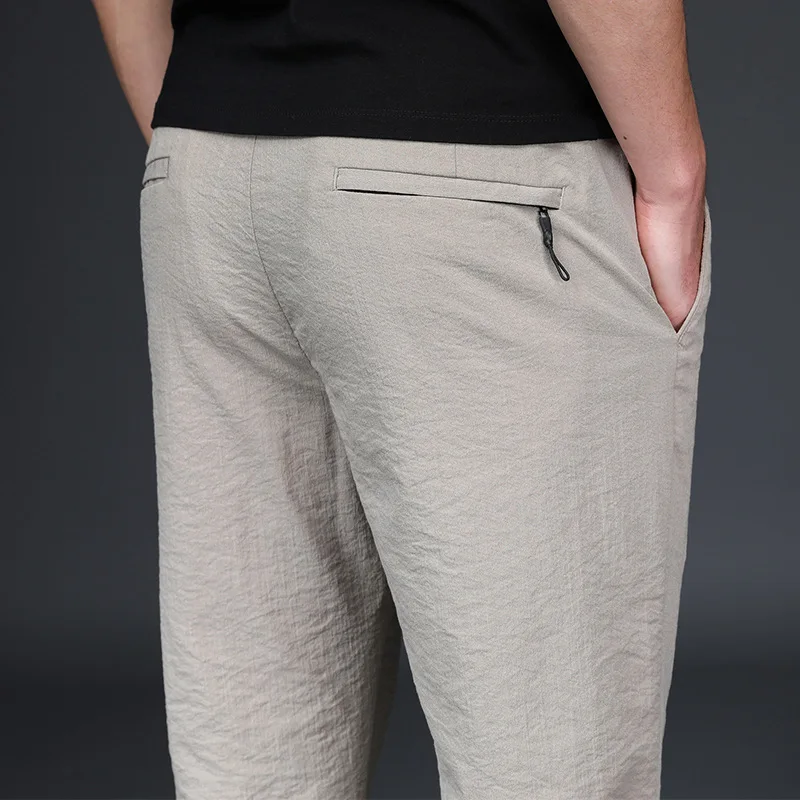 Мужские брюки весна лето эластичный пояс длинные брюки мужские s легкие узкие брюки повседневные штаны для бега Черные Серые высокое качество - Цвет: gray
