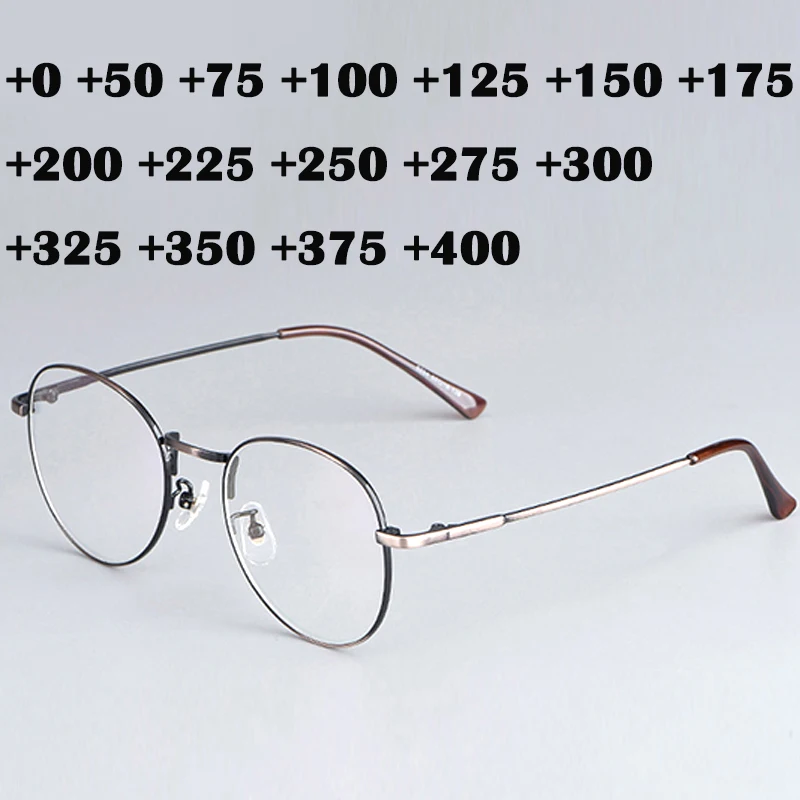 

Fashion Classic Retro Oval Reading Glasses Unisex Clear Metal Magnifying Hyperopia Presbyopic Glasses +125 175 225 275 Bronze