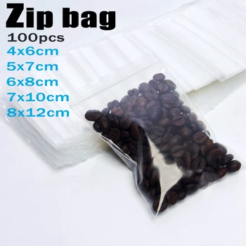

100pcs Thick Transparent Small Zip Lock Plastic Bags Buttons Screws Electronic Product Zipped Lock Reclosable Food Storage Bag