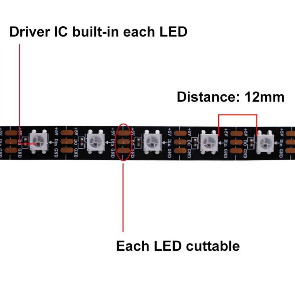 Ws2812b Ws2812 СВЕТОДИОДНАЯ лента SMD 5050 индивидуально Адресуемая умная Волшебная программируемая RGB Светодиодная лента с яркостью светильник