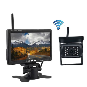 

7" Wireless LCD Monitor Car Rear View Kit LED CCD Parking Reversing Backup Camera for Bus Truck Motorhome 12V-24V