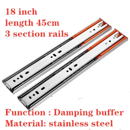 Buffer 18inch 45cm Выдвижной ящик из нержавеющей стали 1"-20" рельсовый ползунок три секции мебельная фурнитура - Color: Buffer 18inch 45cm