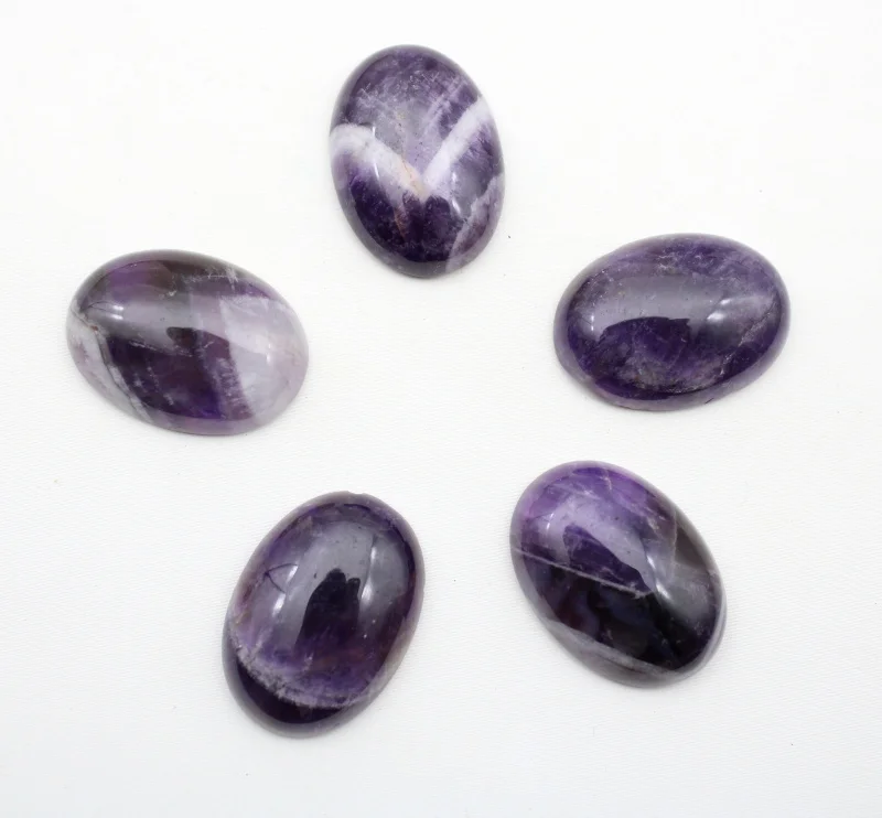 18x25mm Natural stone amethysts crystal Oval cabochon no hole beads for jewelry making Clothes necklace accessories 1pcs