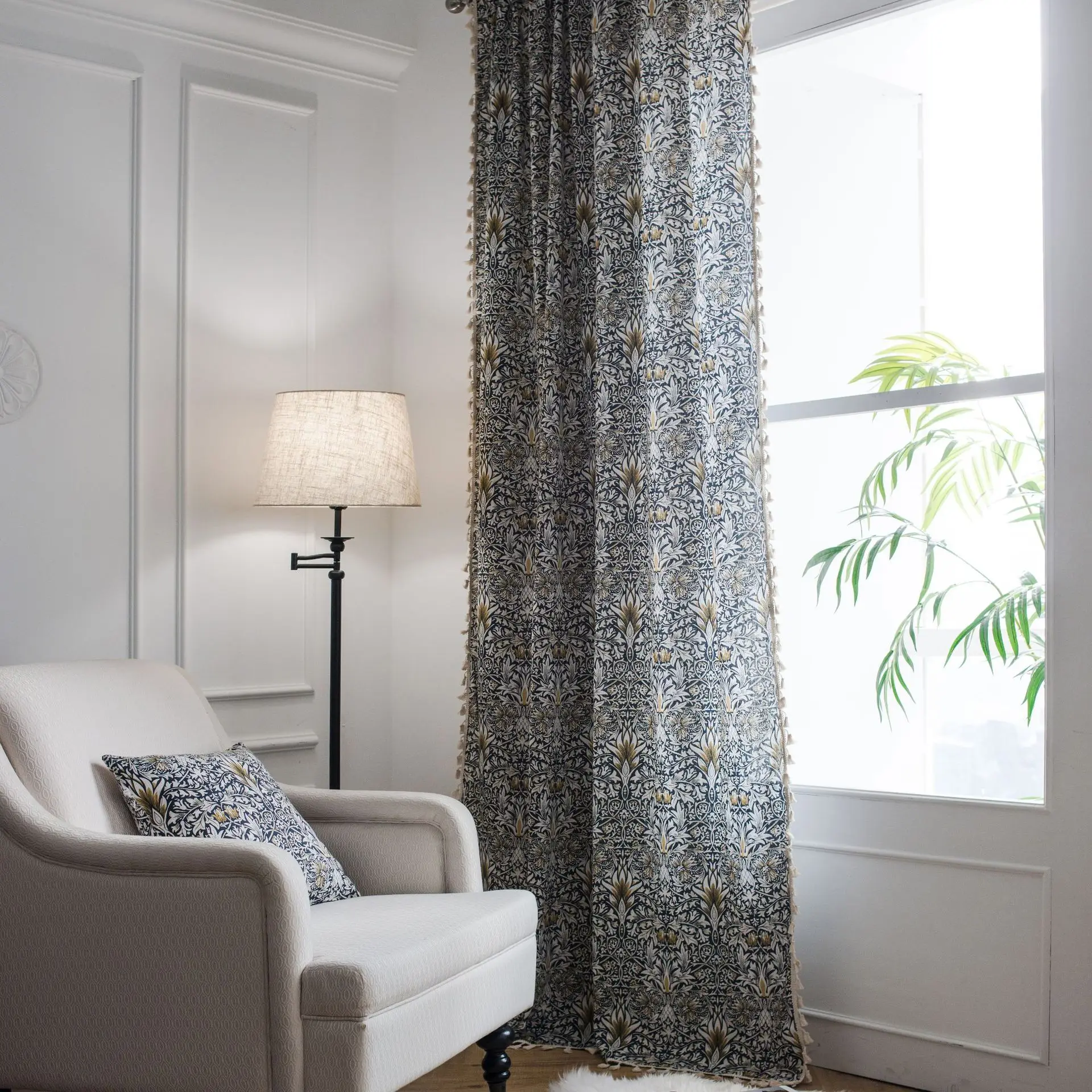 

Perris Painting Kitchen Curtain American Country Style Provence Tassels Half Blackout Curtains For Living Room Window Treatment