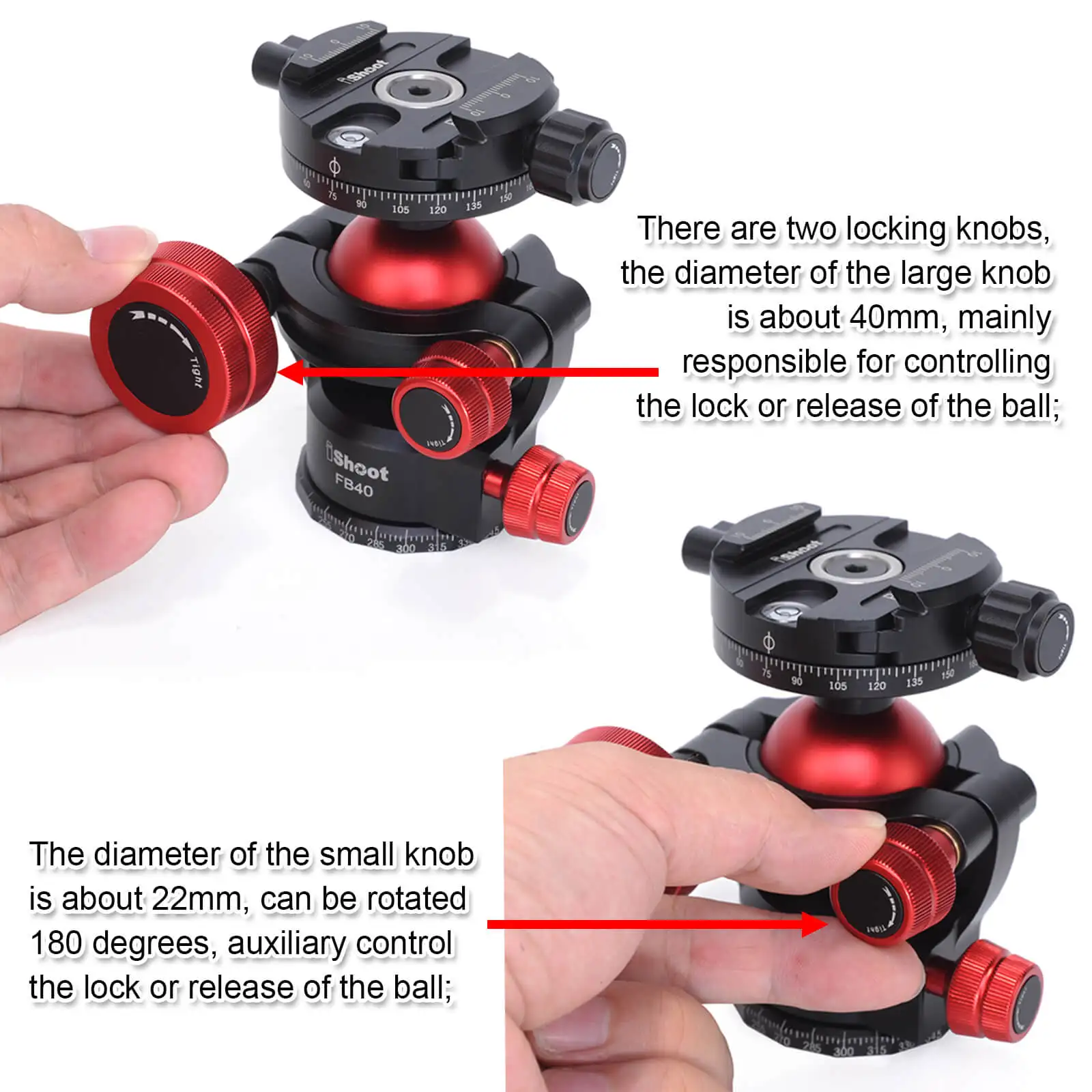 360 Tripod Panoramic Ball Head with Quick Release Clamp for Canon Sony Nikon DSLR Camera, Monopod, Slider, Camcorder, Tripod