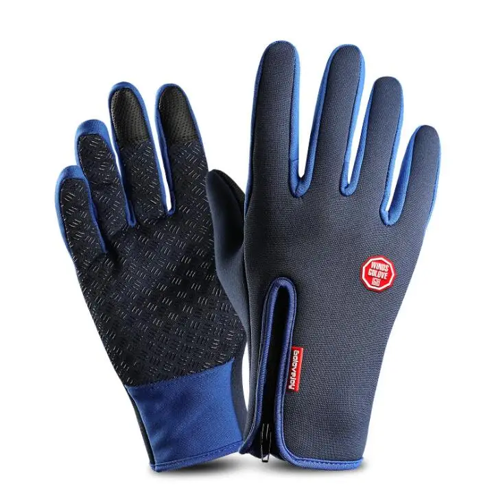 Зимние перчатки для мужчин и женщин Зимние перчатки для сенсорного экрана ветрозащитные водонепроницаемые для спорта на открытом воздухе - Цвет: Синий