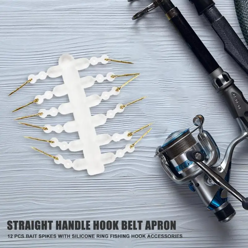 

12pcs/bag Carp Fishing Straight Handle Hook with Rubber Ring Fish Gears