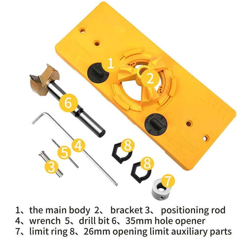 

Hinge Drilling 35mm Hand Tools Locator Hole Opener Easy Operate Guide Cup Manual DIY Woodworking I88 #1