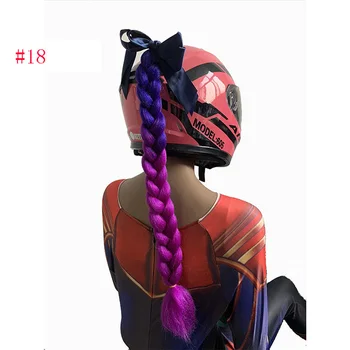 

Women Punk Style Gradient Braids Wig Decoration DIY For Motorcycle Helmet With Black American Knitting Style