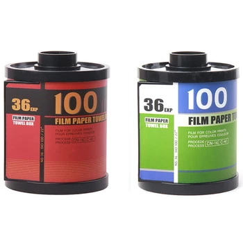 

2x Tissue Boxes Roll Paper Holder azine Shape Plastic Standing Tissue Box ic Sticker Green & Red