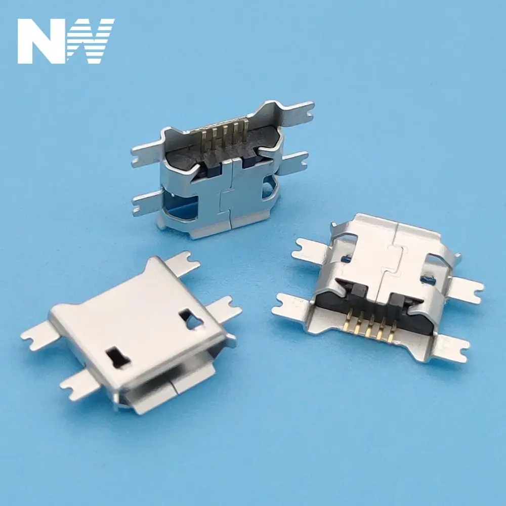 

100Pcs 5Pin Female Micro Usb Connector Socket Smd 4 Feet Widely Used In Tablet Phone Pda Charging