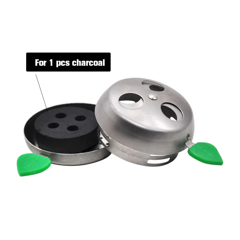 Metal Material Charcoal Stove Green leaf shape handle Accessories Windproof Tobacoo Hookah Shisha Charcoal Holder