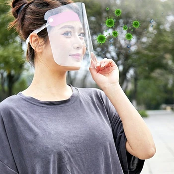 

2/4/10 PCS Full Face Shield Mask Clear Flip Up Visor Protection Safety Work Guard For Droplet, Dust,Oil Fume（Pink）