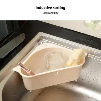 

Triangle Kitchen Sink Shelf Sponge Drain Holder Multi-functional Suction Cup Soap Storage Rack Basket Wash Toilet Organizer