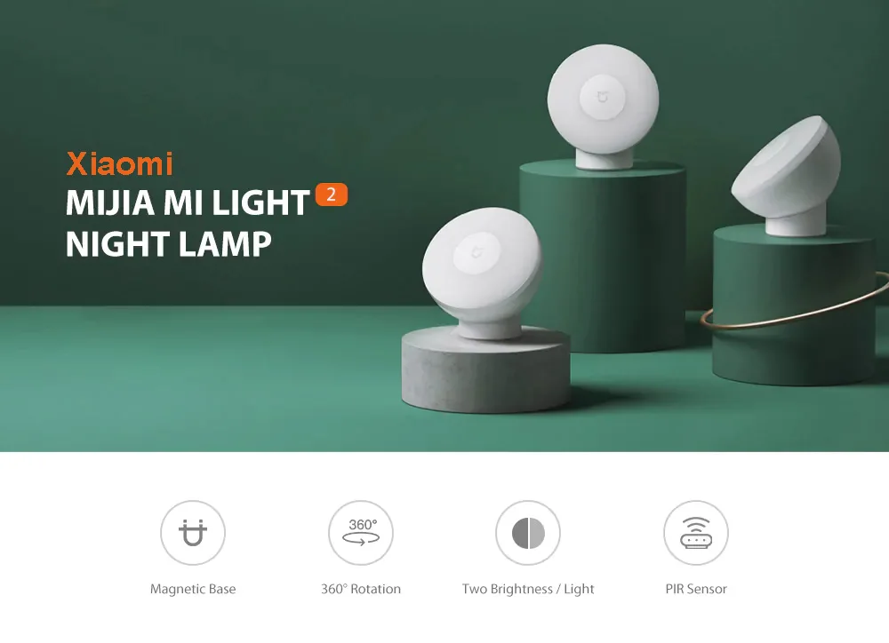 Xiaomi Mijia светодиодный индукционный ночник 360 градусов Вращающаяся лампа Регулируемая яркость инфракрасный датчик движения с магнитной основой