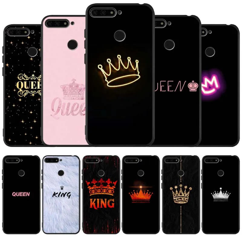 Черный мягкий чехол king queen для телефона Honor 30 20 Pro 8X 9X X10 10 Lite 10i Nova 5T Y6 7 9 Prime 2019 из ТПУ |