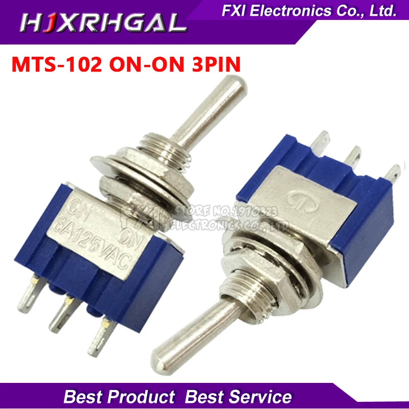 

10PCS MTS-102 3-Pin SPDT - 6A 125V/3A 250V Toggle Switches / Good Quality