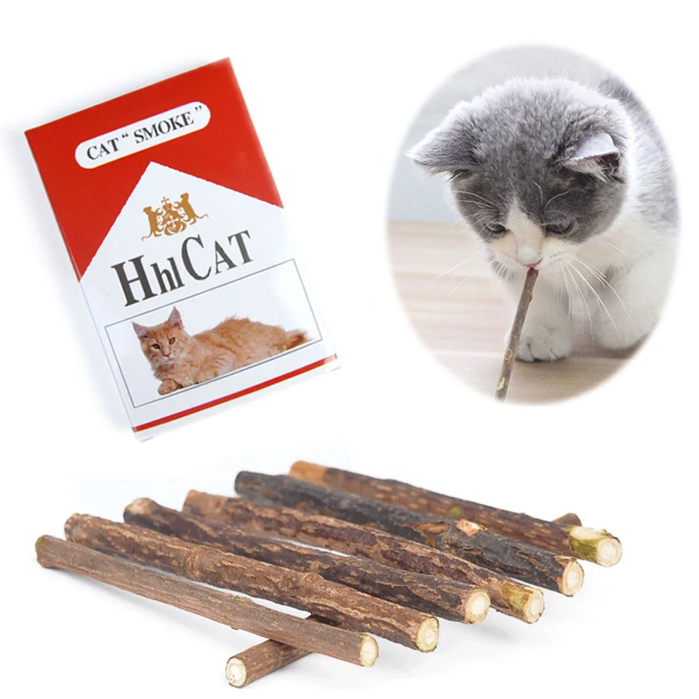 Natural Catnip Pet Cat Molar Toothpaste Stick Interesting Cigarette Design Actinidia Silvervine Cat Snack Sticks Pet Clean Teeth
