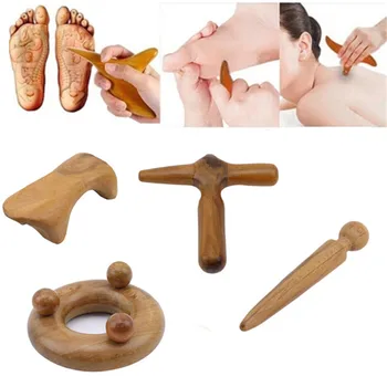 

4 Styles Fragrant Wood Body Foot Reflexology Acupuncture Shiatsu Thai Massager Roll Therapy Meridians Scrap Lymphatic Drainage