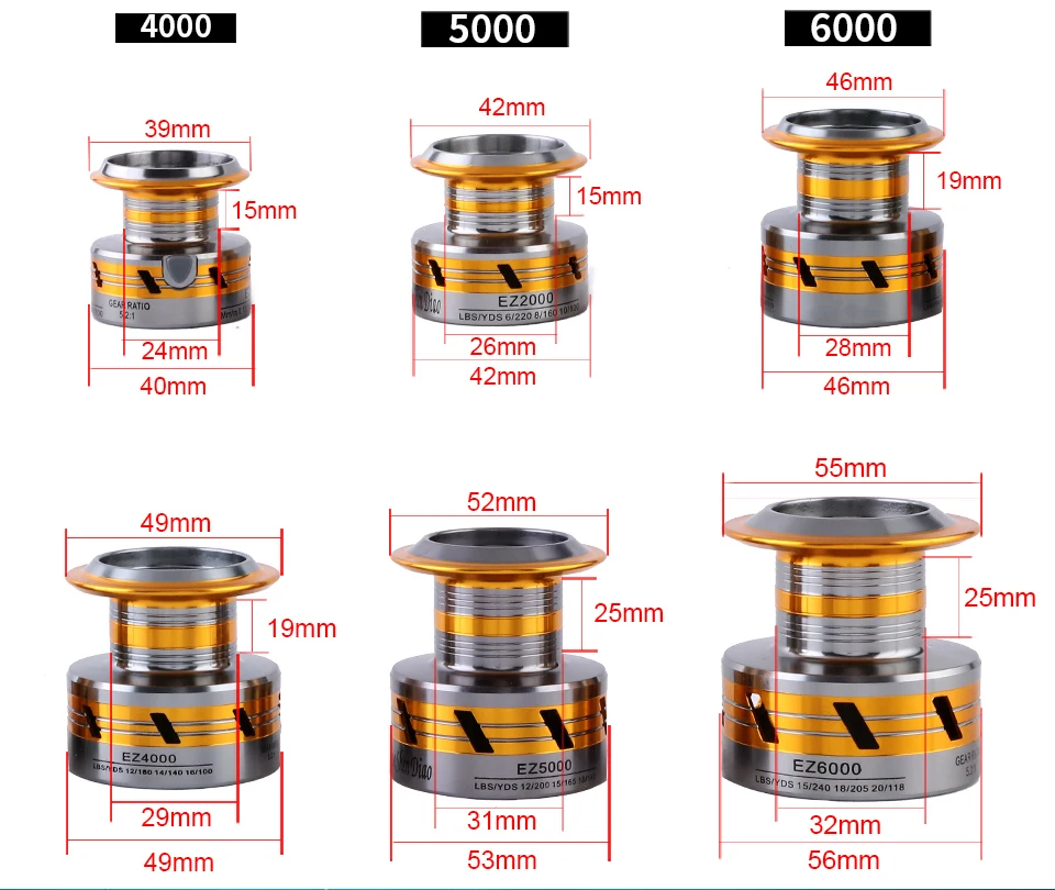 GLUREE Fishing Spinning Reel Carp Fishing Reel 12BB 5.21 Metal Line Cup LeftRight Handle FreshSaltwater Wheel EZ1000~EZ6000 (11)