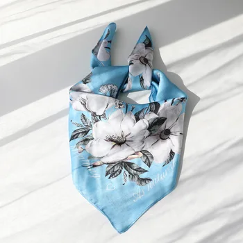 

2020 Square Neck Scarves 100% Silk Scarf Women Foulard Shawls And Wraps Bandana Neckerchief Poncho Headband Hijab 53*53cm