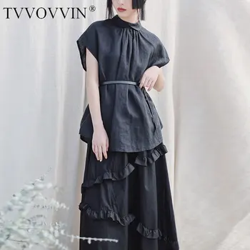 

korea Temperament Drawstring Sense of Design Original Black Stand Casual Shirt Pleated 2020 Summer Blouse Fashion Women DMY5247