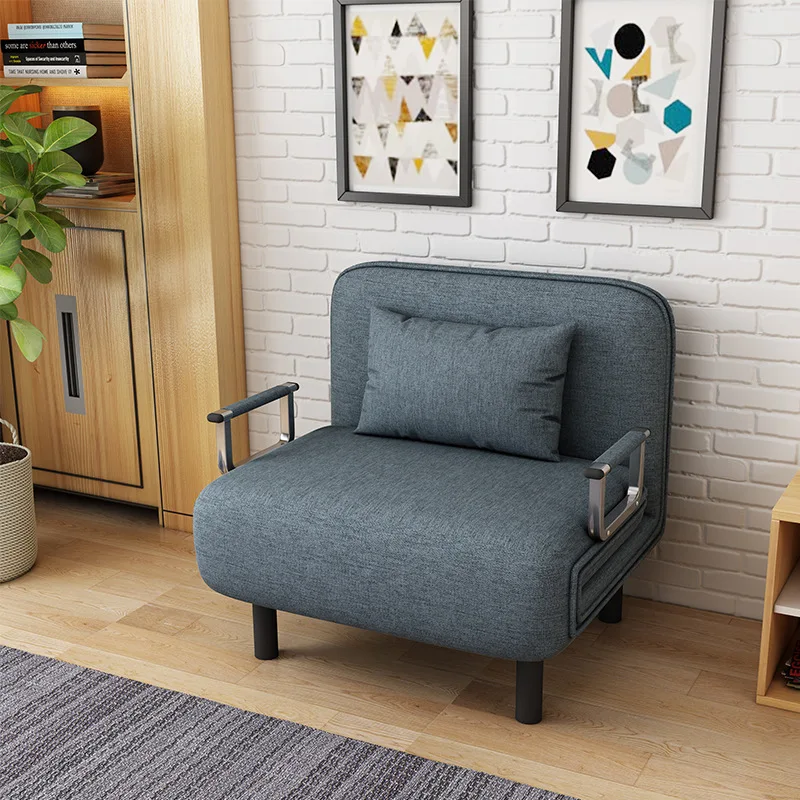 Folding Sofa Bed Armchair Sleeper Leisure Recliner Fabric Breathable Lazy Sofas Single Living Room Lounge Chair Bed