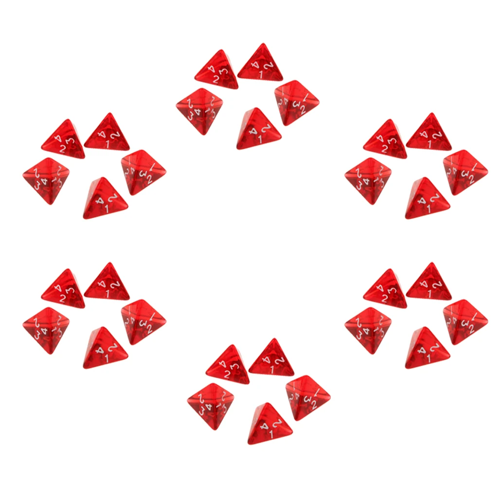 30 Pieces Dices Set D4 for DND Game Polyhedral Solid Metal 20mm