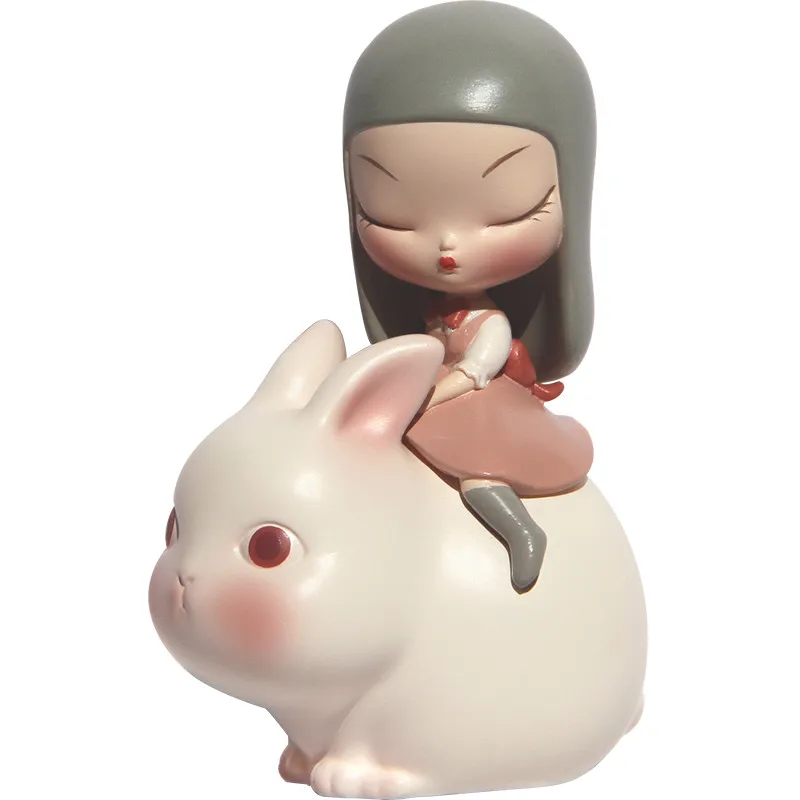 

White Night Nursery Tale Girl Animal Figurines Hearts No Flowers Doll Arts Sculpture Resin Crafts Car Interior Decorations R3054