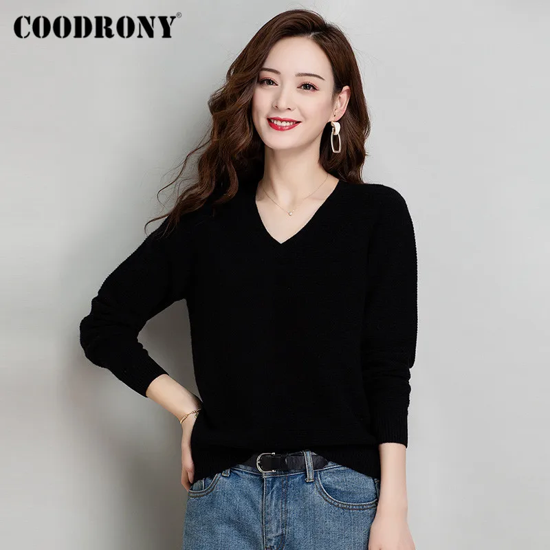 COODRONY Brand Elegant Knitting Slim Pullover Sweaters Female Autumn Winter High Quality Merino Cashmere Jumpers Women W1181