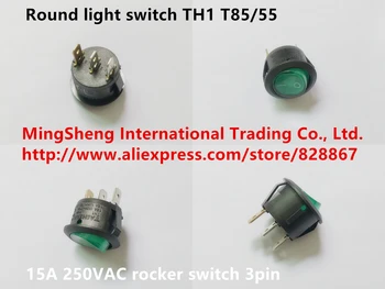 

Original new 100% round light switch TH1 T85/55 15A 250VAC rocker switch 3pin red green button
