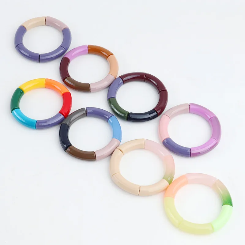 FishSheep новые большие акриловые красочные браслеты для женщин, растягивающиеся смоляные кольца, модные ювелирные изделия, подарки