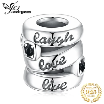 

JewelryPalace Laugh love Live 925 Sterling Silver Beads Charms Silver 925 Original For Bracelet Silver 925 original Jewelry