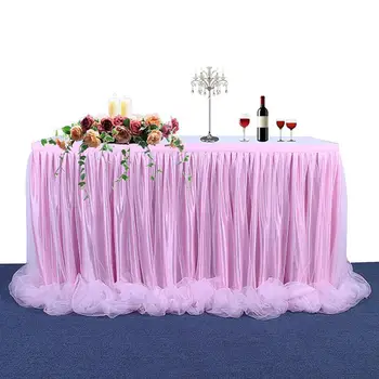 

Colorful Table Skirt Tutu Tulle Tablecloth For Wedding Festival Party Table Decoration Soft Home Textile Tablecloth Accessories