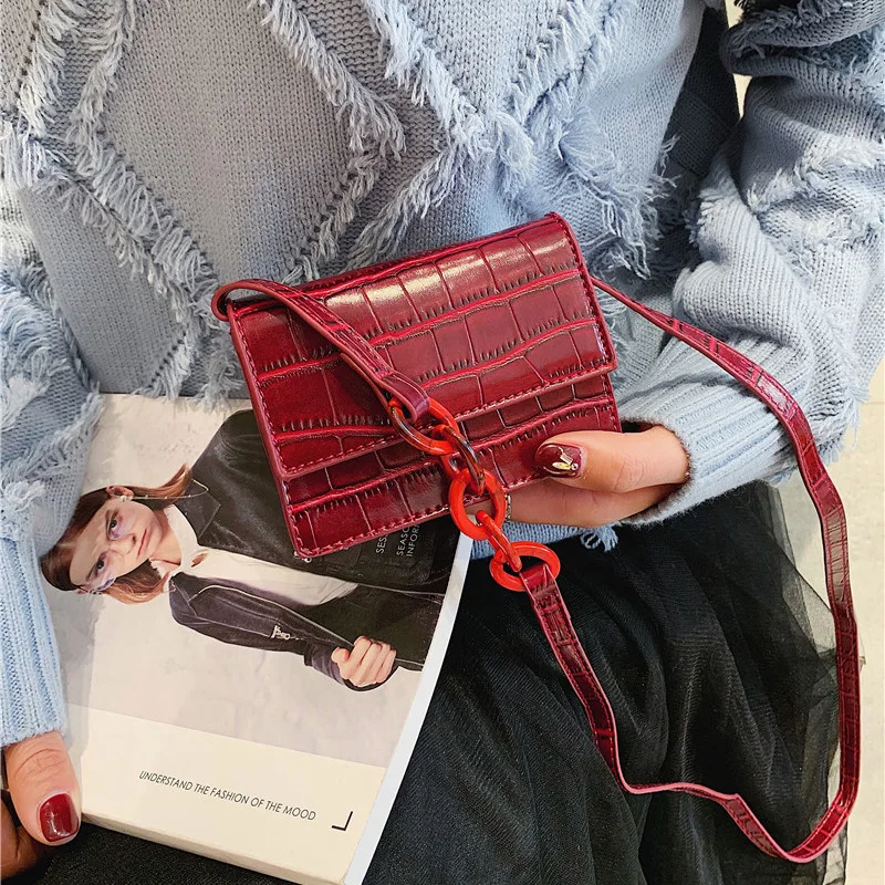 

JIULIN 2019 new crocodile embossed small square bag mini magnetic buckle 100 lap shoulder oblique span woman bag
