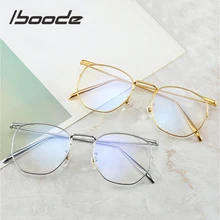 Iboode полигональные металлические оптические очки Рамка для мужчин и женщин Ретро Анти голубой свет компьютерные очки прозрачная Близорукость Рамка леди