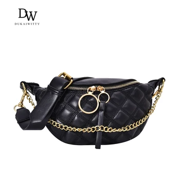 

PU Leather Waist Bags For Women Small Solid Color Shoulder Messenger Bag Lady Chest Crossbody Handbags Chain Bag 2020