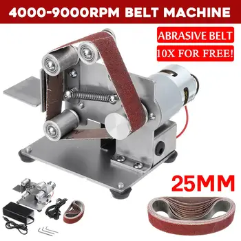 

Mini Belt Sander 110-240V DIY Sanding Grinding Sharpening Machine Edge Sharpener 330x25mm Woodworking Metal Grinder Polishing