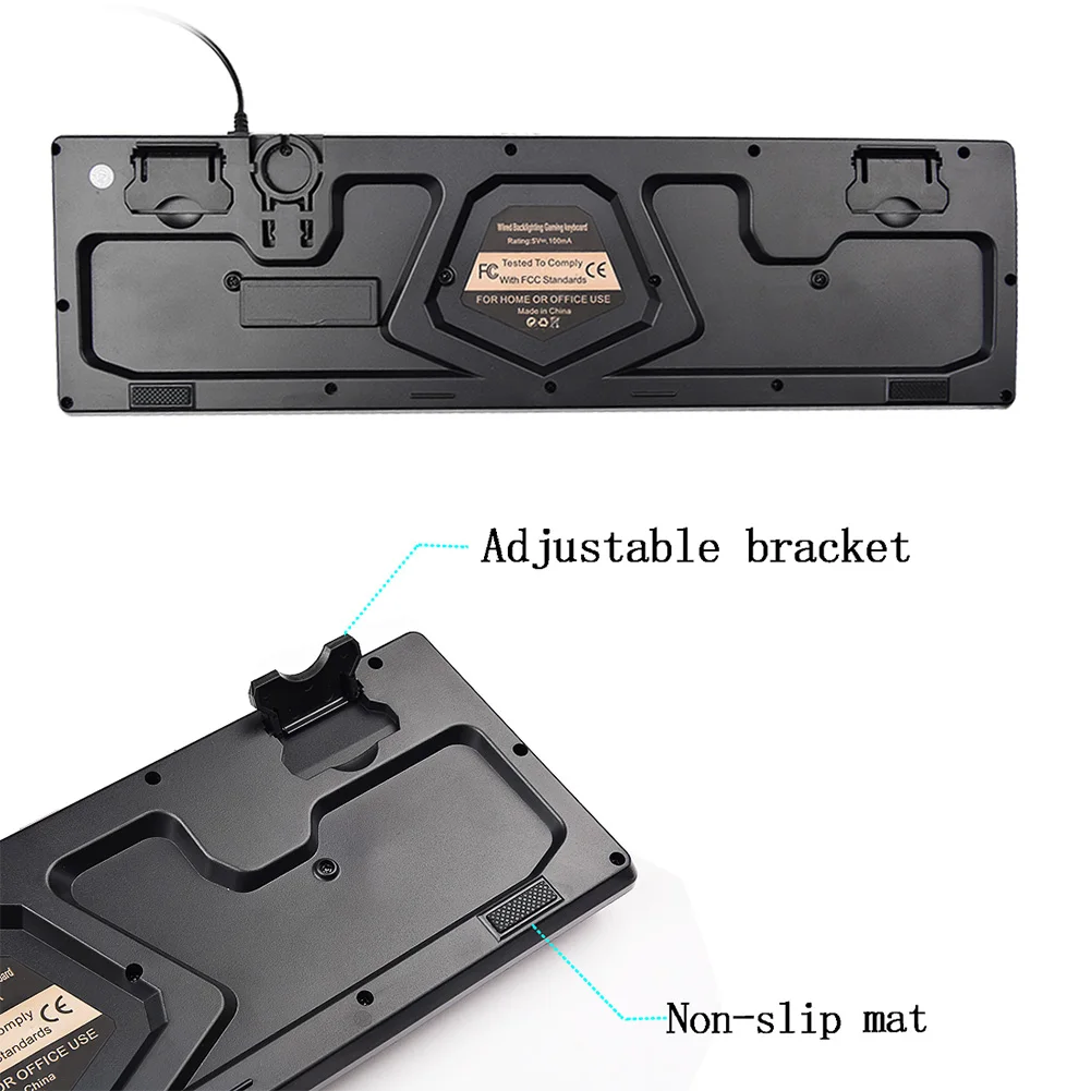 Водонепроницаемая клавиатура универсальная USB Проводная красочная Adujustable подсветка для планшета игровая клавиатура