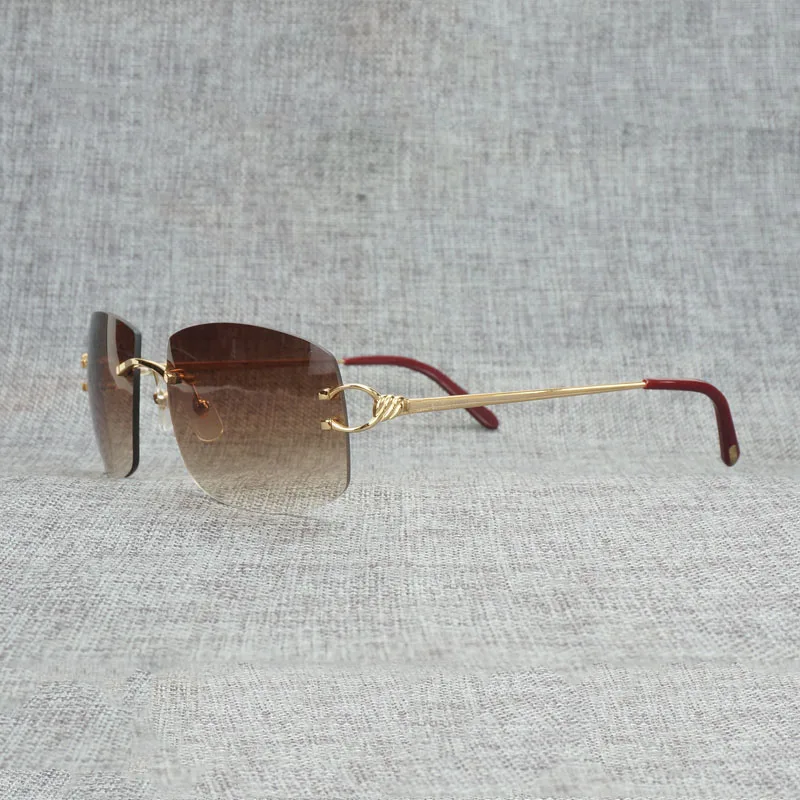 

Vintage C Wire Square Sunglasses Men Metal Frame Rimless Oversize Shades for Women Outdoor Traveling Clear Glasses Oculos Gafas