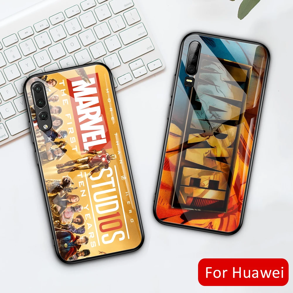 Marvel Avengers for Huawei P9 P10 plus Case P20 P30 pro Glass Tempered For Mate 9 10 20 30 Lite DIY Cover |