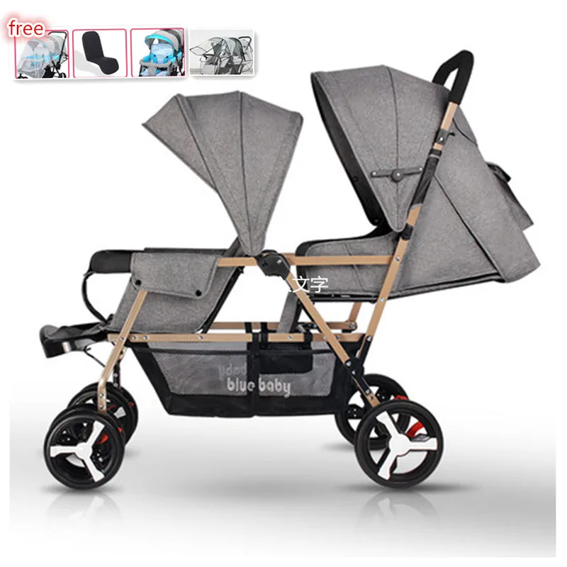 

fornt and rear twin Baby stroller for older and new born Trolley Light Folding Can Sit On Second Child parm 0-7year