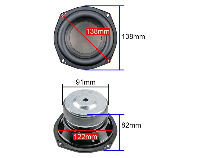 GHXAMP 5.25 Inch Bass Speaker Subwoofer 138mm For Harman Kardon Woofer Extra Large Rubber Edge Long Stroke 2OHM 80W 55HZ 1PC