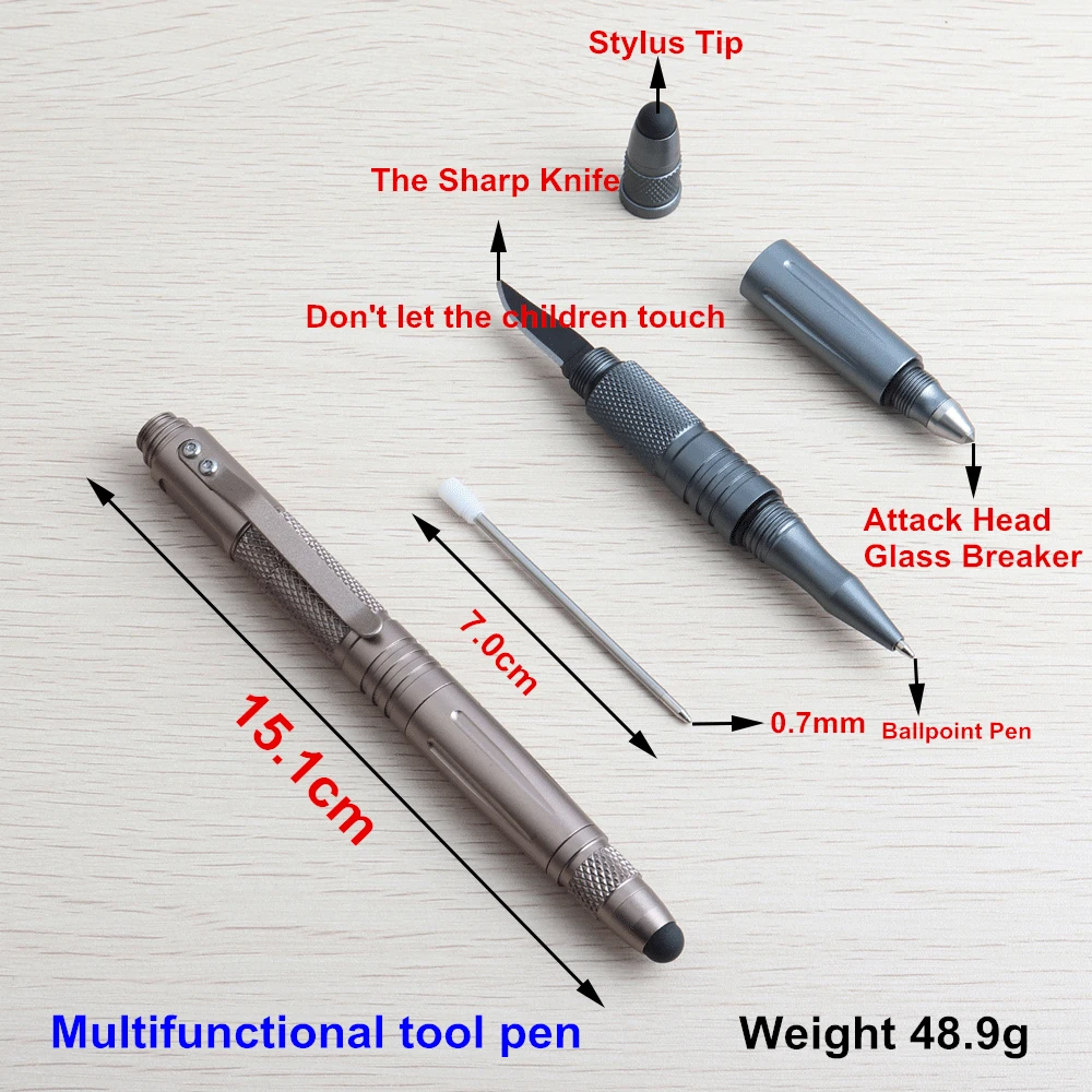 1PCS Baikingift Hot selling MultiFunction Pen Self defense Metal Touch pen useful Tactical Glassbreaker Pen good gift pen