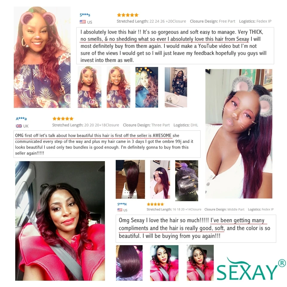 Sexay Ombre Brazilian Straight Human Hair Bundles 3 4pcs Lot 1b