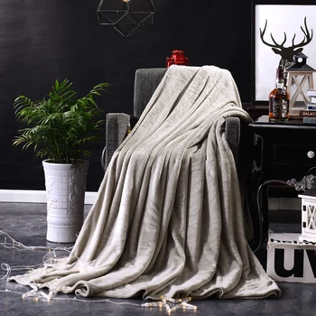 

Home Textile Flannel Blanket Winter Super Warm Soft Blankets Throw on Sofa/Bed/Plane Travel Patchwork Solid Bedspread Gray