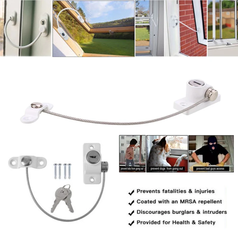 

Metal Door Window Restrictor Baby Protection Sliding Lock Home Security