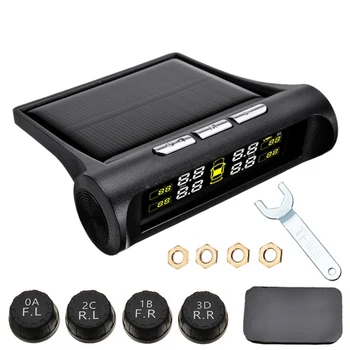 

1set TPMS Solar USB Power Auto Car Wireless Tire Pressure Alarm Monitor 4 External Sensor For SUV Business Car MPV Off-road