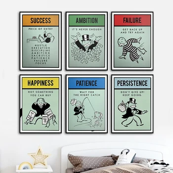 

Alec monopolies Inspiration Success Ambition Patience Canvas Poster Wall Art for Living Room Home Decor (No Frame)